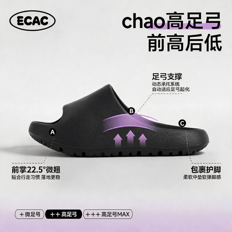 ECAC high arch support negative heel slippers for women, home use, thick-soled, non-slip, front high back low, posture-correcting sandals for women ECAC high arch support negative heel slippers for women, home use, thick-soled, non-slip, front high back low, posture-correcting sandals for women