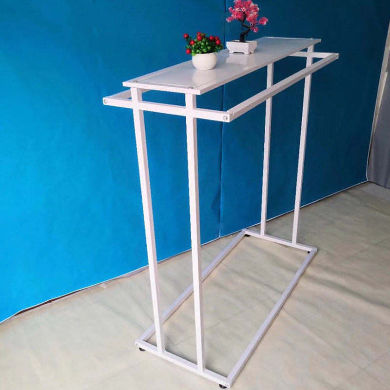 Estante de la isla media simple tienda de ropa estante de exhibición de piso ropa de hombre y mujer ropa infantil doble fila estante medio barra paralela percha lateral