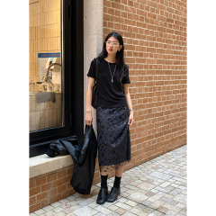 木兰 优雅提花半身裙女2025十三行秋季新款韩版高腰时装半裙57300