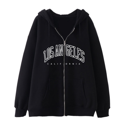 Zip-up Hooded Sweatshirt Western Los Angeles California Outerwear Top