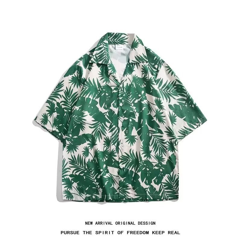 New Cuban Collar Hawaiian Short Sleeved Floral Shirt For Men, Summer Beach Shirt, Loose Fit And Versatile._viptrois.com