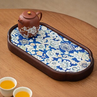 2024 New Style Dry Soaking Tea Tray Light Luxury Chinese Style Simple Tea Table Creative Absorbent Dry Soaking Tray Desktop Small Tea Table
