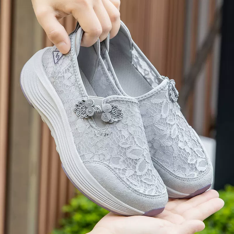 女士妈妈鞋新款夏季镂空女舒适健步鞋休闲女鞋防滑软底老北京布鞋