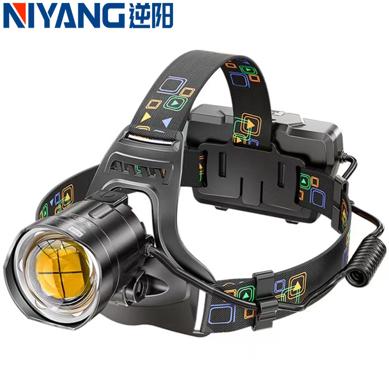 Detección de pista de alta potencia de luz fuerte Faro de carga al aire libre senderismo sitio faro construcción enfoque P70 faro impermeable