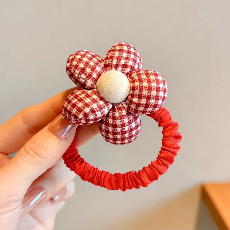 12 ¿ red Flower GRID hair Ring - modelo B