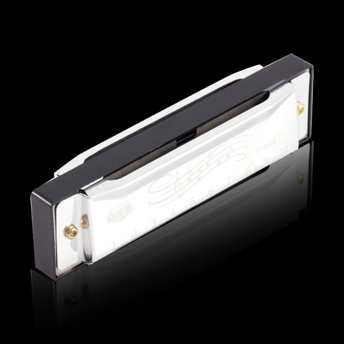 Metal harmonica with boxed wind instrument 10-hole harmonica wholesale student classroom teaching performance accompaniment harmonica