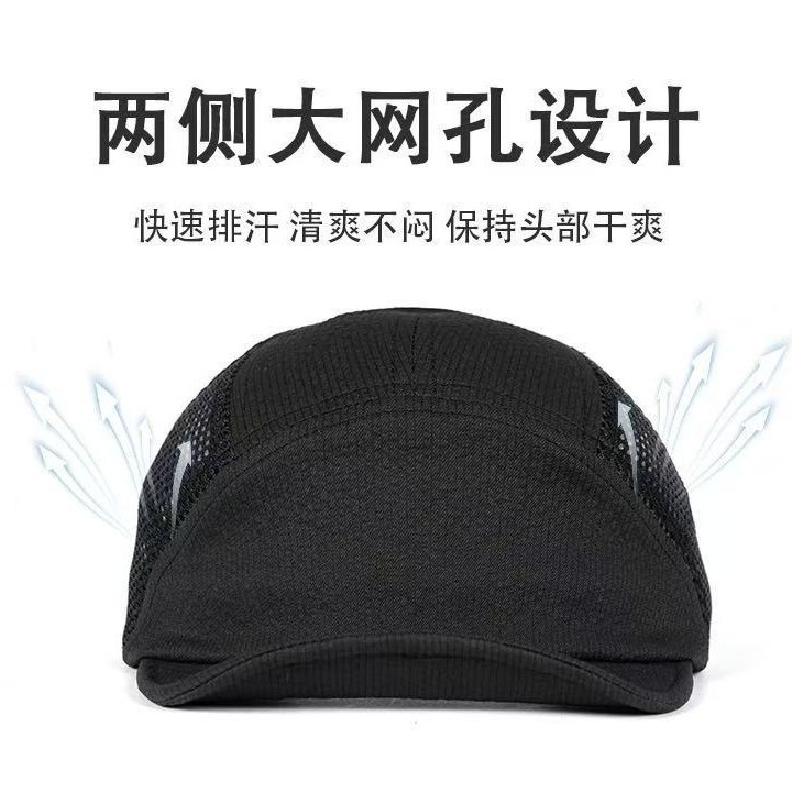 夏季速干棒球帽透气美式短檐帽男款日系翻檐帽工装露营软沿网帽|undefined