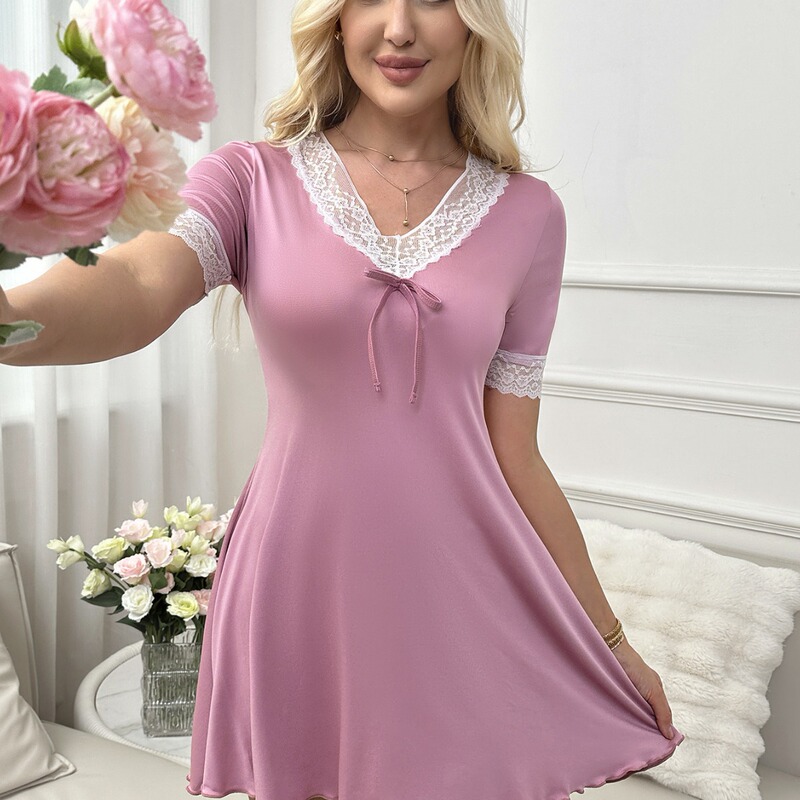 Amazon New Lingerie Sexy Milk Silk Lace Sling dress Clothing Backless Women Sexy Home Nightgown