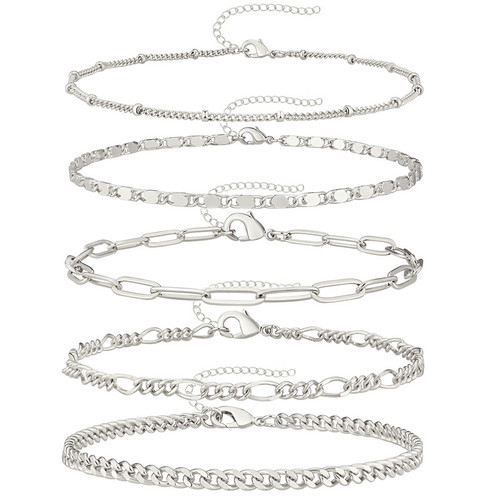 European and American Cross-border Jewelry Amazon Exquisite 5-Piece Bracelet Set Personality Retro Metal Versatile Bracelet