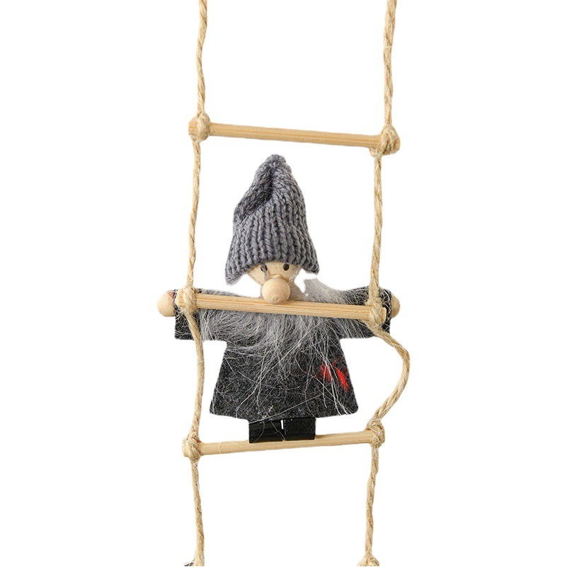 Figura de Papá Noel trepando por una escalera de fieltro, decoración para árbol de Navidad, adorno colgante, suministros para decoración de escenas, regalo