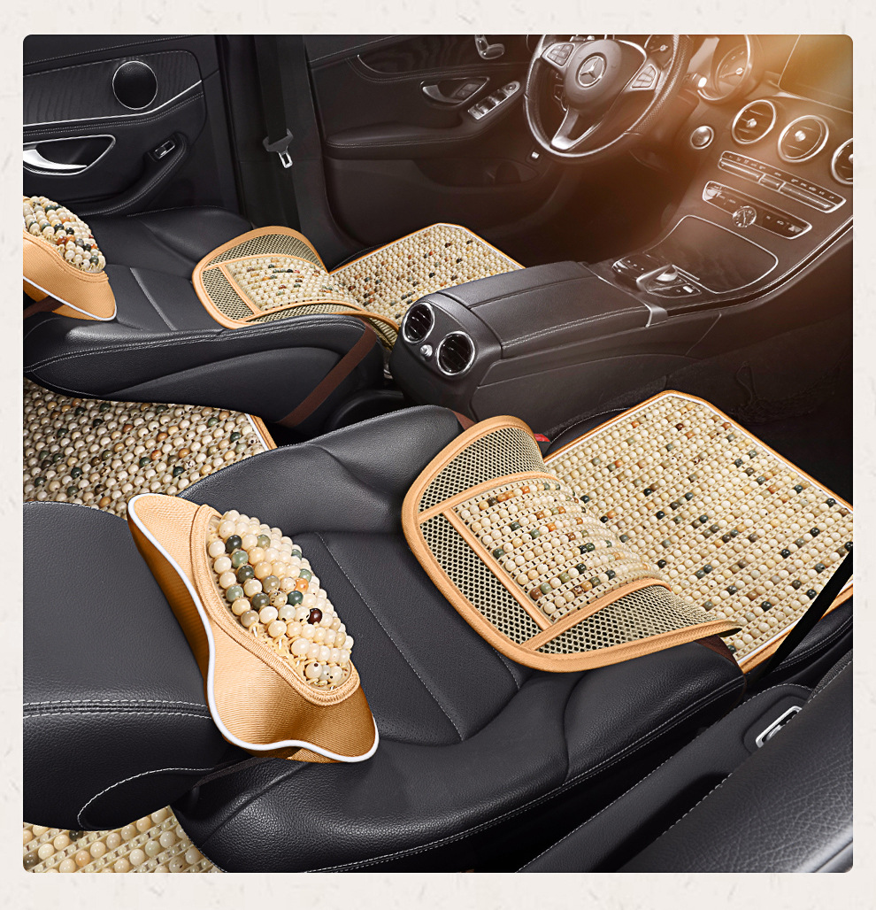 Summer Car Seat Cushion with Wooden Beads for Ventilation, Breathable Universal Cooling Pad for All Seasons, Anti-Scald Seat Mat, Dropshipping