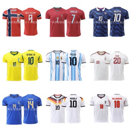 26-27 New Argentina, Portugal, France, Belgium Adult Football Jerseys Club Short-Sleeve T-Shirts