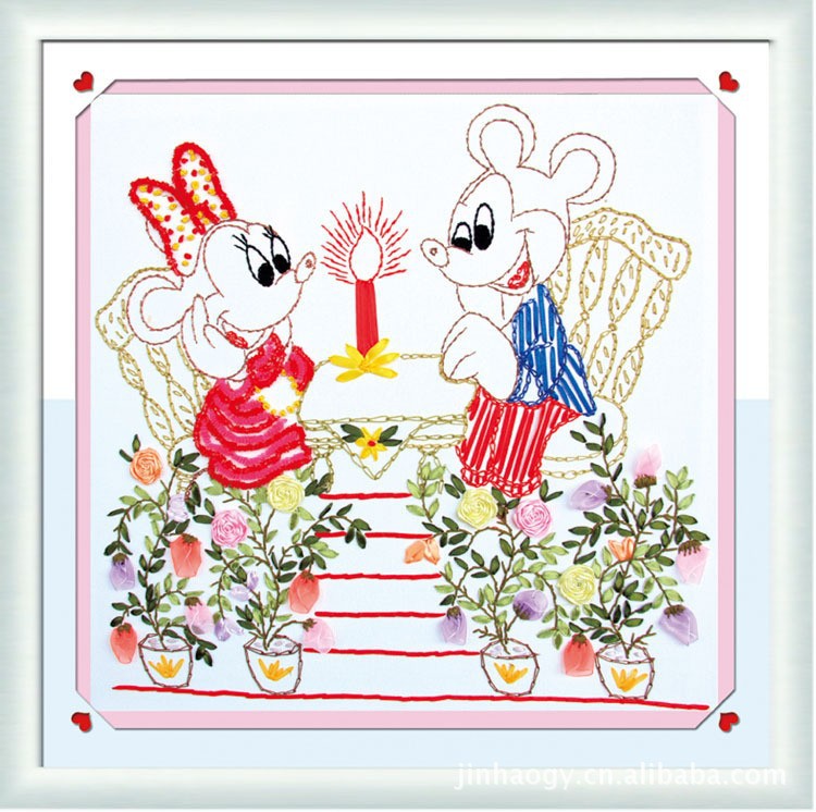 Nueva cinta bordado tridimensional bordado hecho a mano bricolaje colgando pintura sala de estar dormitorio estudio material paquete kit ramo colgante pintura