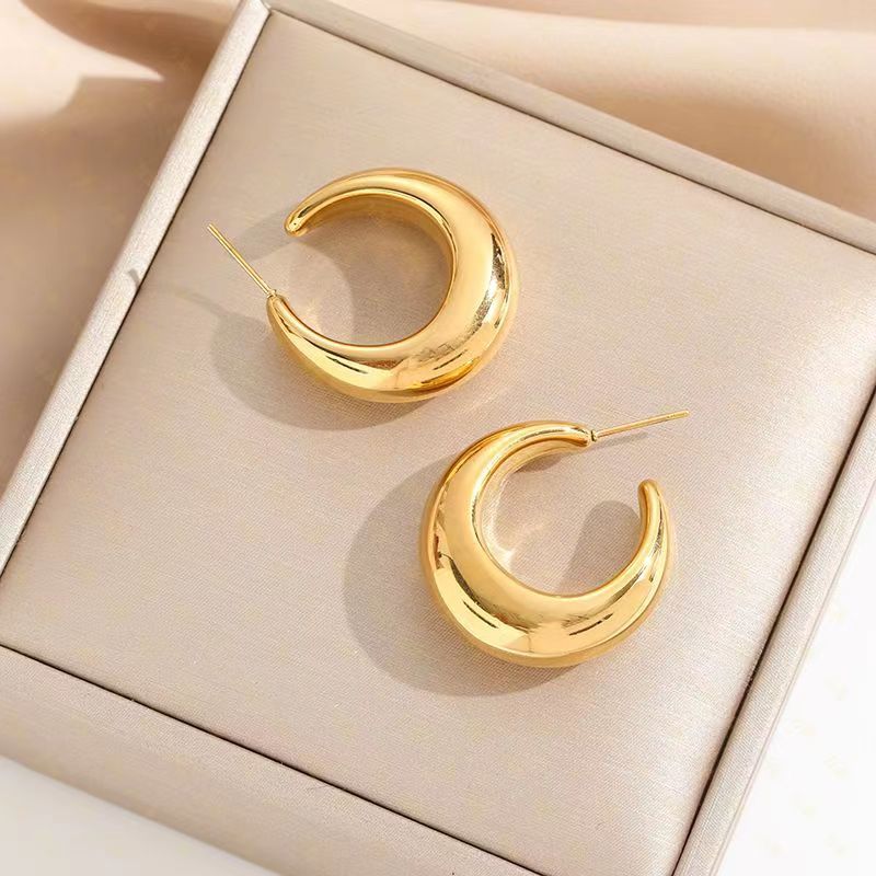 1 Pair Simple Style Solid Color Plating Stainless Steel 24k Gold Plated Ear Studs display picture 4