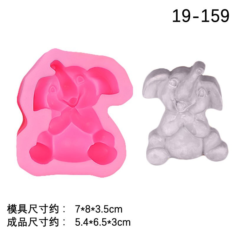 Elefante elefante, chocolate, fondant, decoración de pastel, molde de vela de yeso de aromaterapia de bricolaje, molde de silicona de goteo de jabón hecho a mano