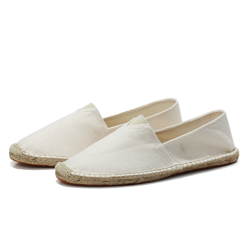 Venta directa de fábrica zapatos de suela de cáñamo de verano zapatos de cuerda de lona de pescador tejido de paja zapatos de lino absorbentes de sudor transpirables perezosos