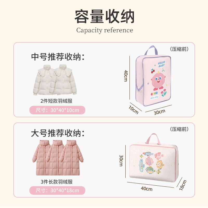 压缩旅行收纳袋行李箱衣服收纳包儿童羽绒服收纳袋贴身衣物分装袋|undefined