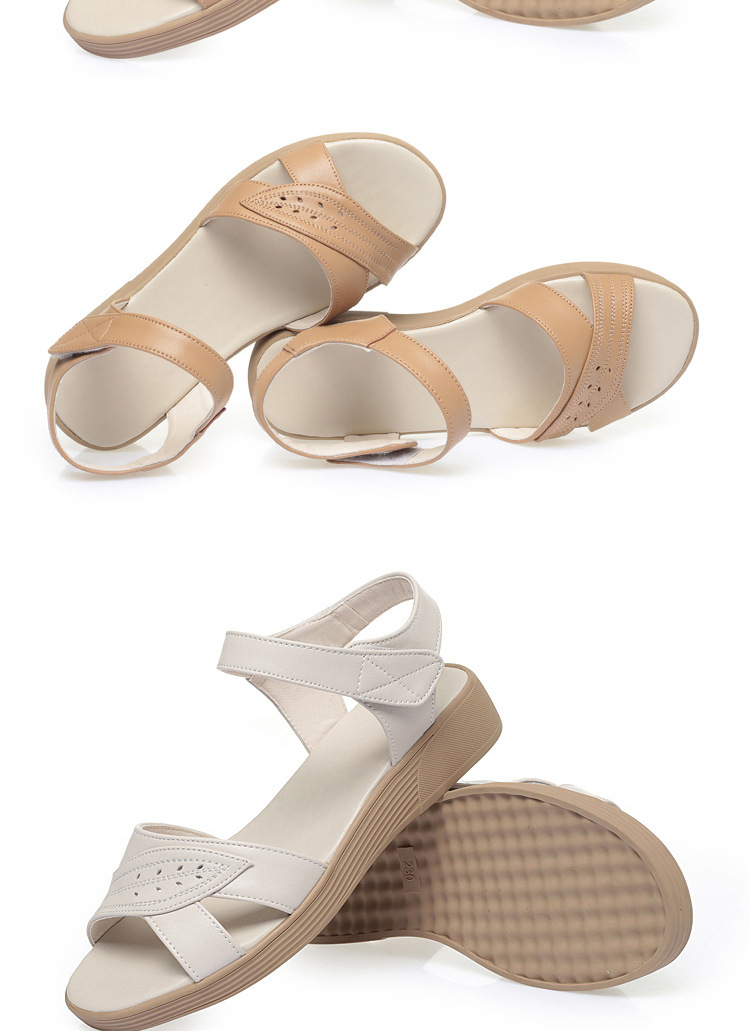 Dép sandal nữ đế bệt da mềm chống trượt — màu be chi tiết 18