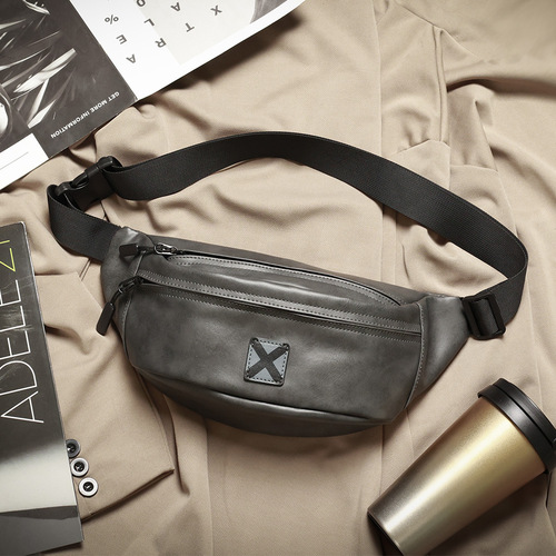  new Korean style men's leather small chest bag crossbody bag casual street mobile phone bag waist bag back shoulder bag batch