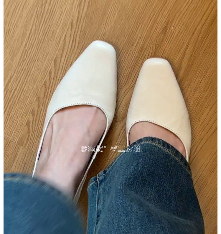 Giày cao gót nữ mũi vuông gót thô cổ thấp da cừu phong cách công sở thanh lịch, gót 6–8 cm — Hàng có sẵn màu đen chi tiết 20