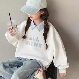 女童假两件卫衣2026春季新款大童洋气学生女孩休闲学院风儿童上衣