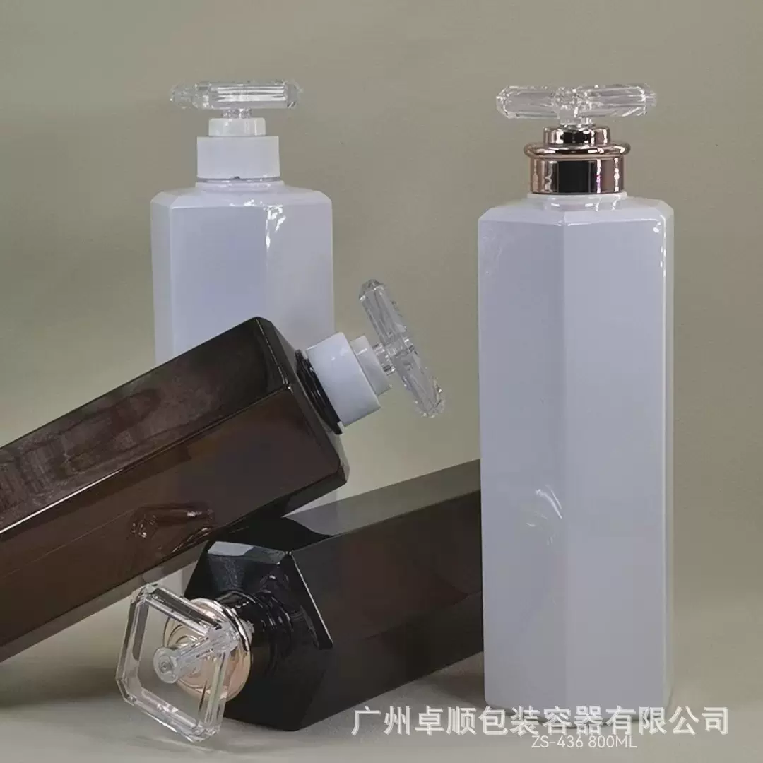 卓顺800ML大容量院系PET六角塑料瓶洗护发素沐浴露按压瓶