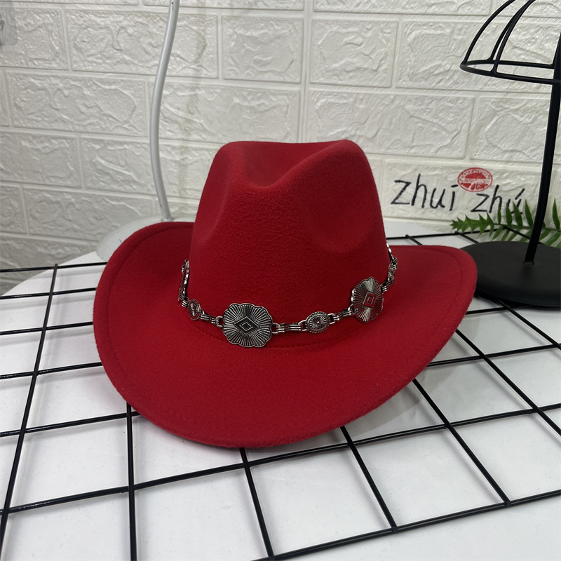 Sombrero Cowboy de Lana con Dije Ovalado de Ala Ancha para Primavera image 9