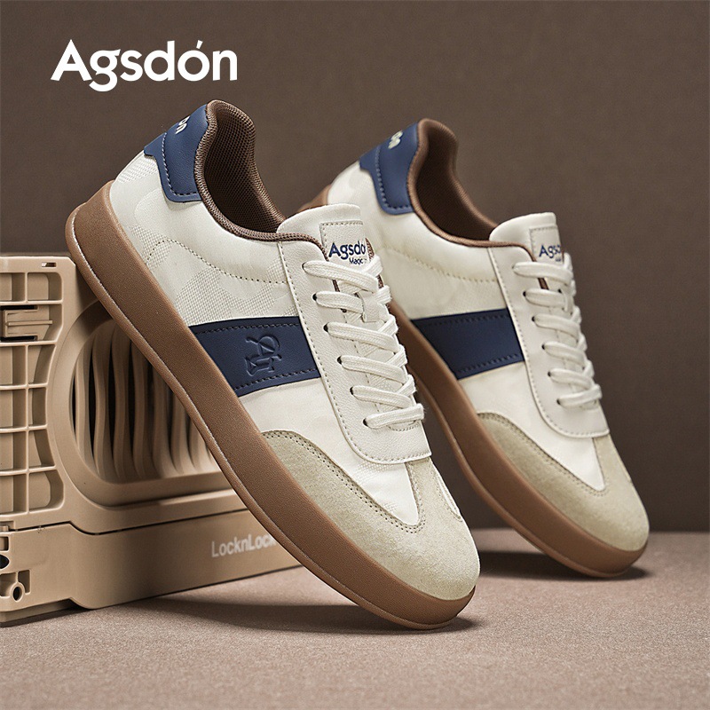 Zapatos de primavera para hombre, zapatos de entrenamiento alemán de suela gruesa de cuero 2025 nuevo estilo verano transpirable seda de hielo retro deportes y zapatillas de deporte de ocio de moda