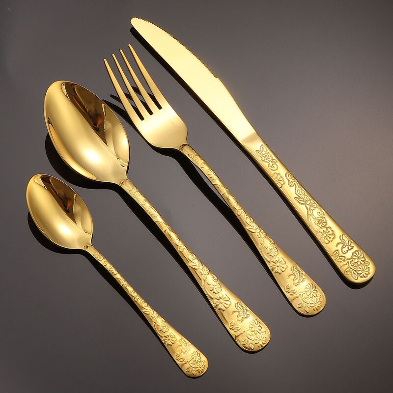 High-End Cross-Border Stainless Steel Western Cutlery Steak Knife, Fork, Spoon Set Hotel Light Luxury High-Value Dessert Spoon Wholesale High-End Cross-Border Stainless Steel Western Cutlery Steak Knife, Fork, Spoon Set Hotel Light Luxury High-Value Dessert Spoon Wholesale