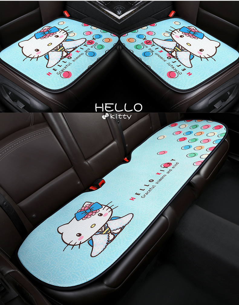kitty cartoon car cushion single piece three-piece set goddess Four Seasons universal small waist summer car cushion Main driving