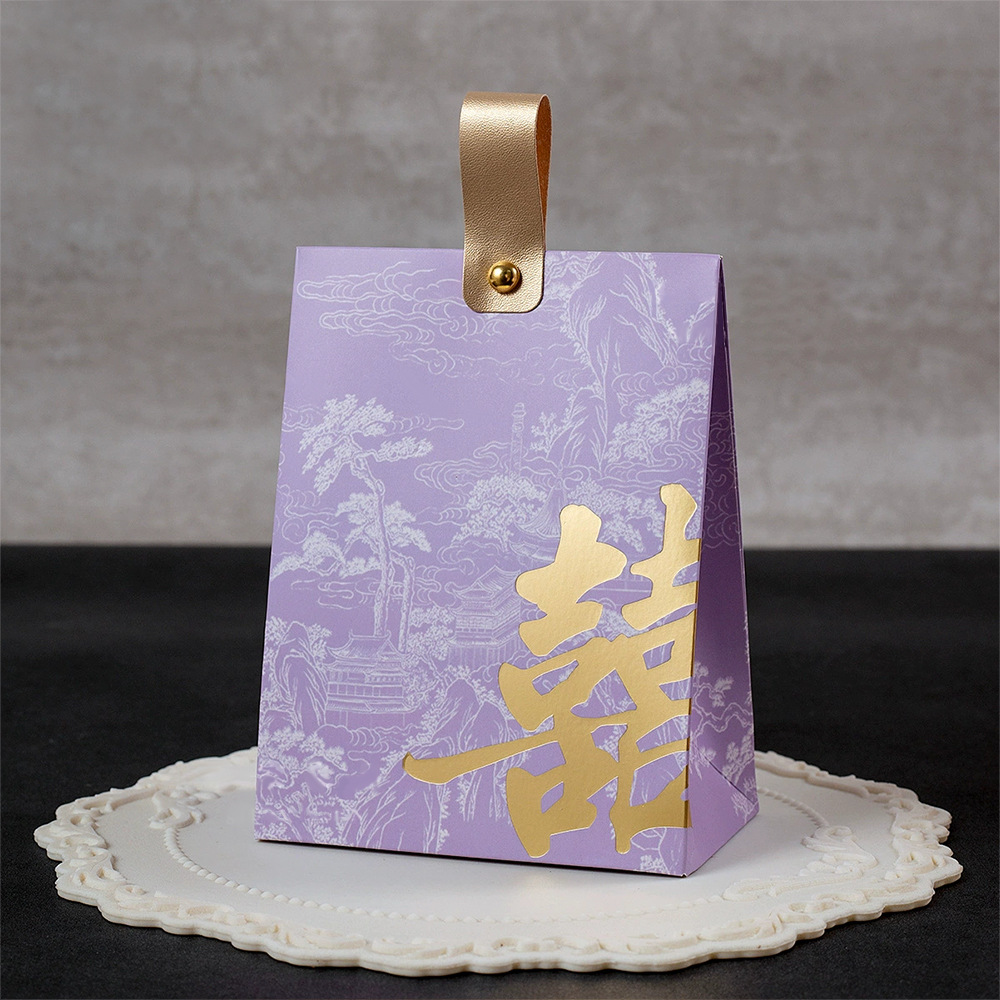 Purple hot stamping happy words [carrying candy box]