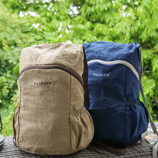 Logo-Printed Outdoor Hiking Bag, Foldable Backpack, Large-Capacity Hiking Bag, Lightweight Travel Leisure Sports Bag