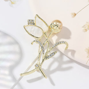 Brand brooch pearl, elegant cloak, jacket, pin, flowered