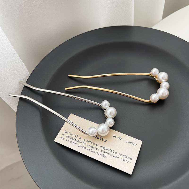 Clipper de perla en forma de U simple, pellizco de cabeza perezoso moderno, artefacto de cabello, pinzas diarias, pinzas de cabello de alta calidad para mujeres