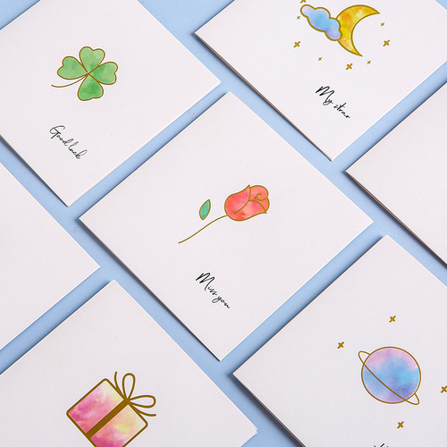 Creative bronzing simple fresh Goddess Day greeting card blessing handwritten message folded in half blank small card wholesale