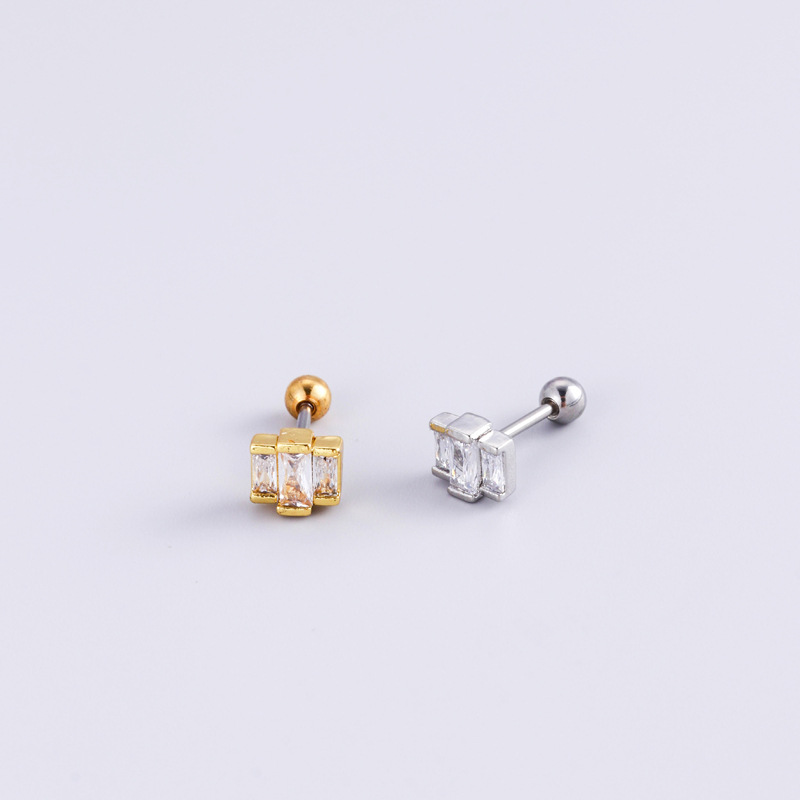 Ear Studs Classification 1 Piece Ear Cartilage Rings & Studs Fashion Heart Shape 316L Stainless Steel  Copper Inlay Zircon