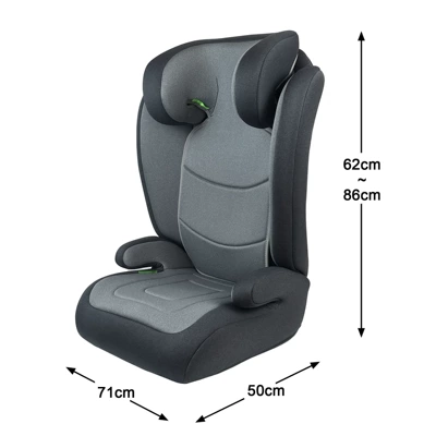 Child Safety Seat for Car Use with High Backrest Booster Cushion, Isize Certified, Suitable for 3-12 Years Old, 100-150cm Adjustable (Car child safety seat) - gray-color-can-be-customized