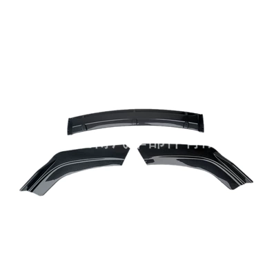 Universal Three-Section Front Spoiler, Front Lip, Small Body Kit, Front Bumper, Front Spoiler Corner Cover (Big Surrounded) - machine-polished-black