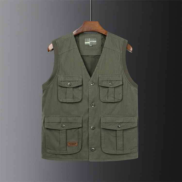 春秋新款男士大码马甲多口袋无袖外套户外钓鱼摄影导演背心纽扣7