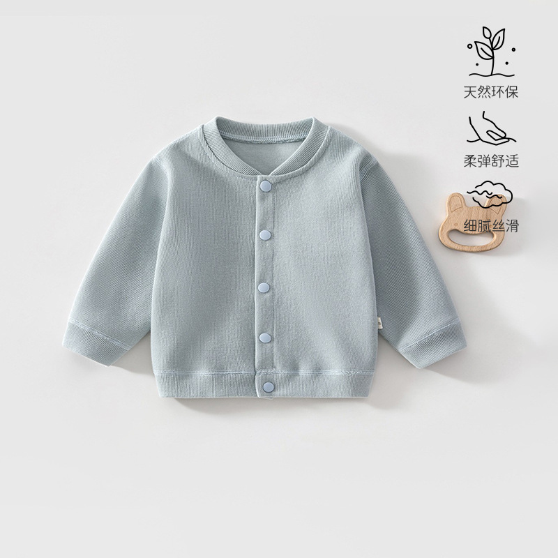 Anyang baby and children's clothing, new spring and autumn Korean-style solid color cardigan, loose-fitting outerwear for infants and toddlers Anyang baby and children's clothing, new spring and autumn Korean-style solid color cardigan, loose-fitting outerwear for infants and toddlers