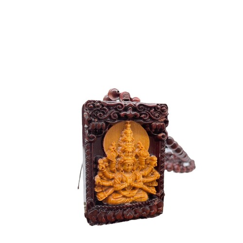 Agarwood inlaid sandalwood Guanyin necklace solid wood tiger tiger pendant wooden 46 brand car pendant
