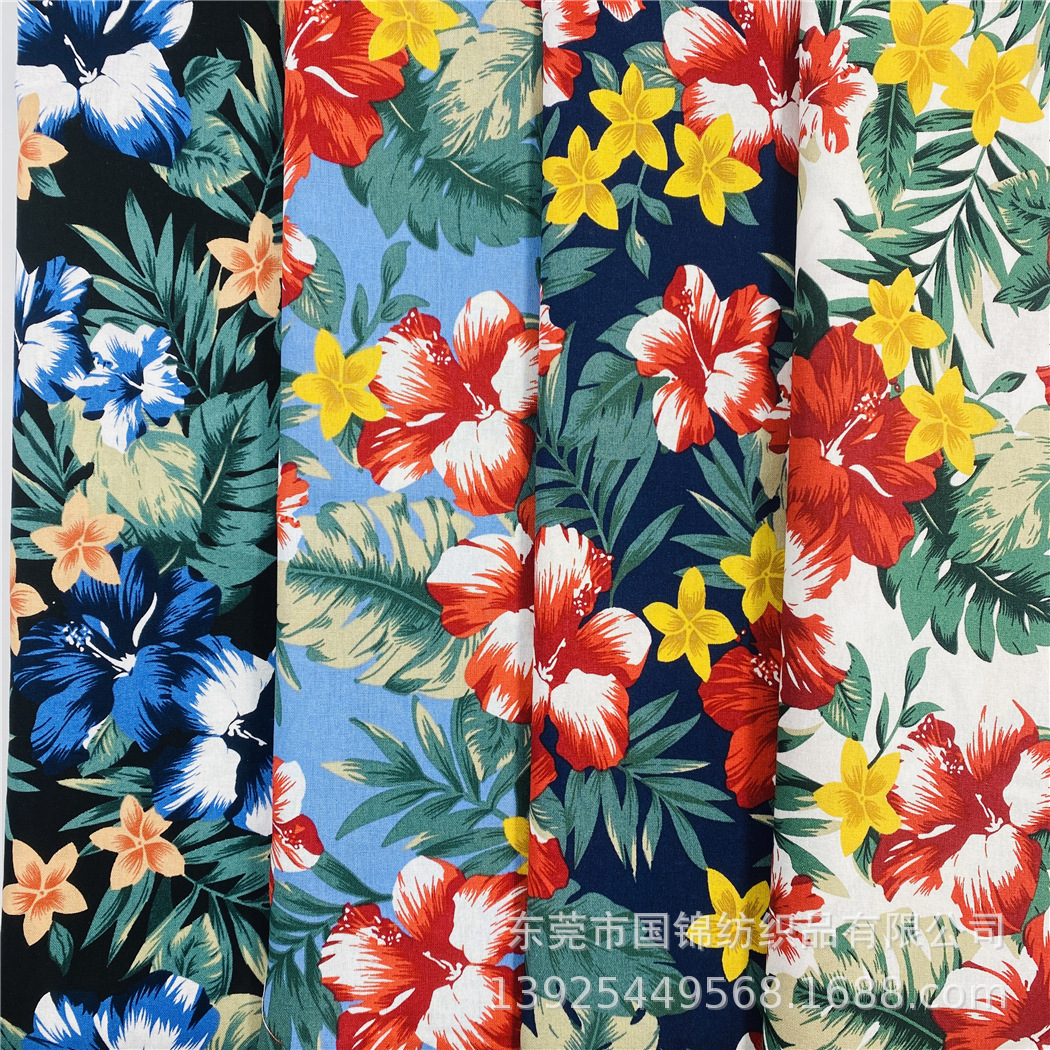 植物花草印花布 20支棉麻印花 夏威夷风情印花衬衣服装面料