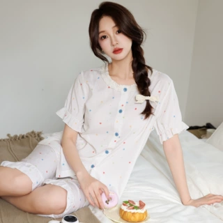 春夏季新款赛尔棉睡衣女薄款开衫圆领短袖中裤套装2026新款高级感