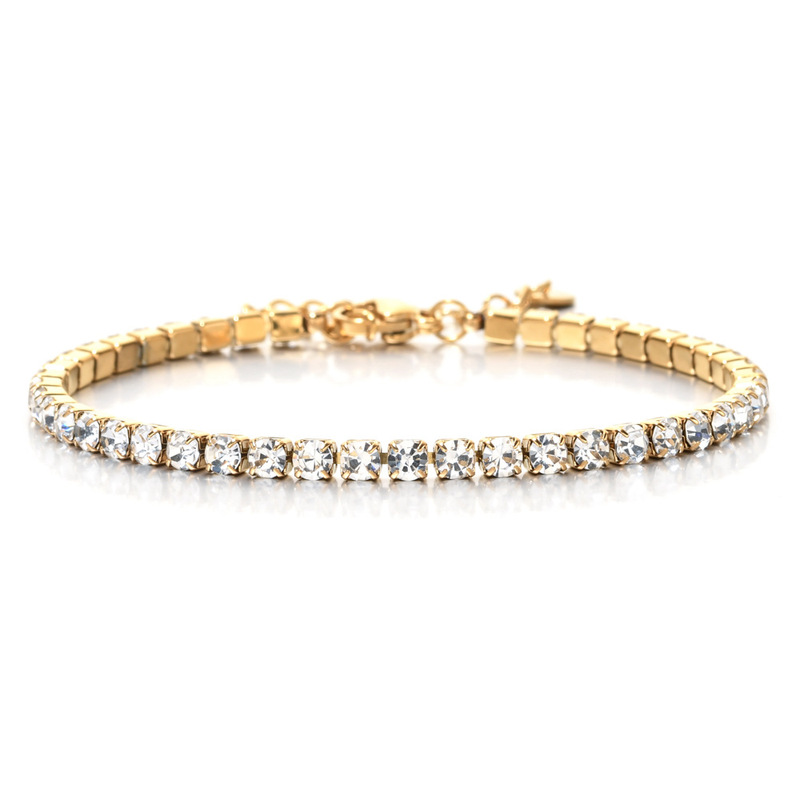 Stainless Steel Bracelet Gold Tennis Bracelet Women's Simple Export Wholesale 3mm Claw Chain Diamond Does Not Fade High Quality