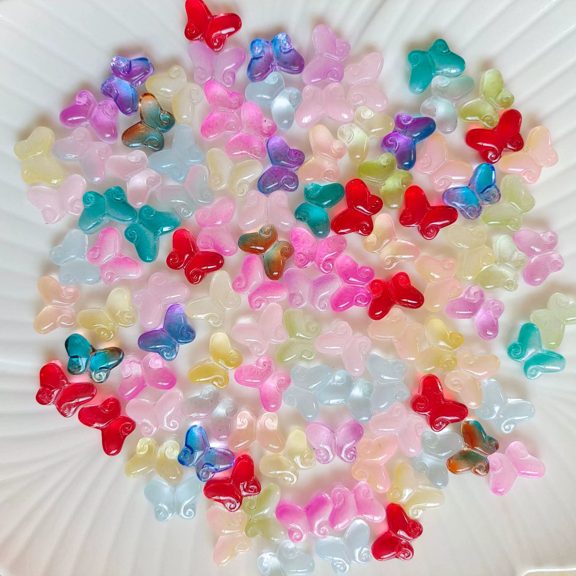 Бусины из глазурованного стекла в форме бабочки 10*14 мм с прямым отверстием, рассыпные бусины для рукоделия, в старинном стиле, для заколок, аксессуаров для волос, украшений для ханьфу, ожерелий и т.д.