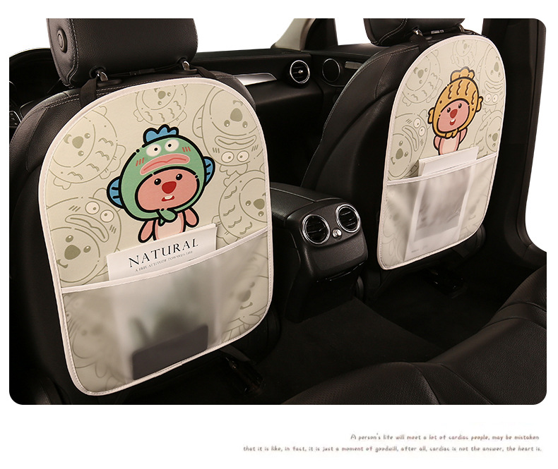 Beaver women's cute cartoon chair back anti-kick cushion car chair back anti-fouling cushion four seasons Universal with storage belt