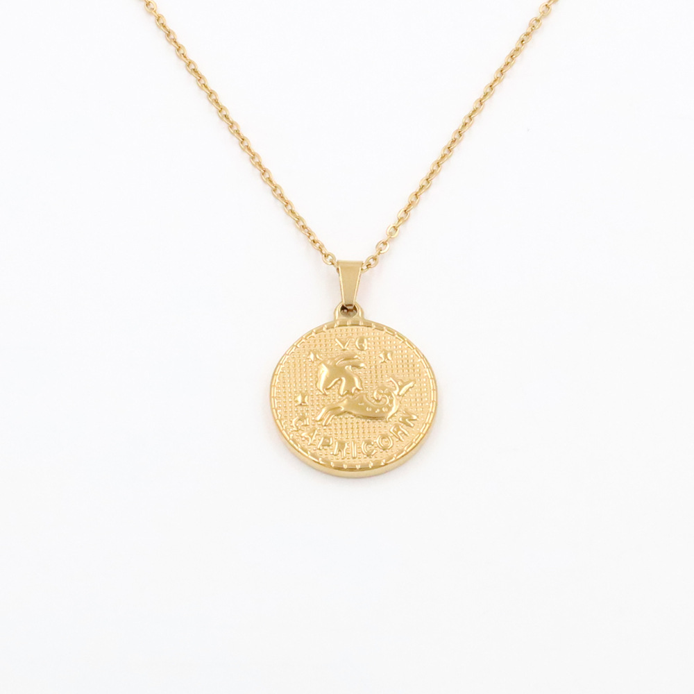 18g Weight Pendant Necklace Classification 1 Piece Quantity Daily Occasion Stainless Steel, Titanium Steel Material Constellation Pattern Unisex Gender Plating Design Streetwear Style Streetwear Constellation Stainless Steel Titanium Steel Pendant Necklace In Bulk 11