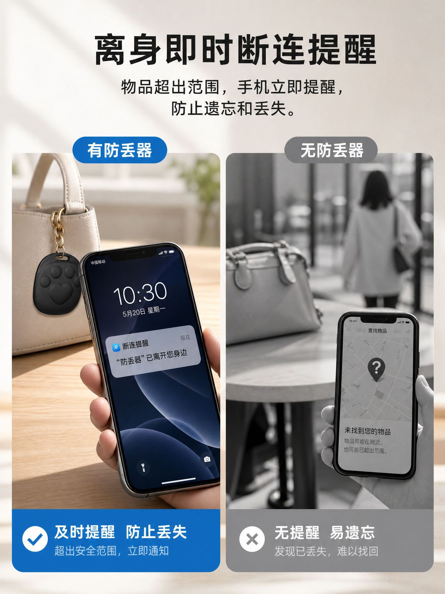 Smart Anti-Loss Tracker Dual System Compatible with Apple and Google Find My Locator Key Bag Luggage Anti-Loss Tracking Device