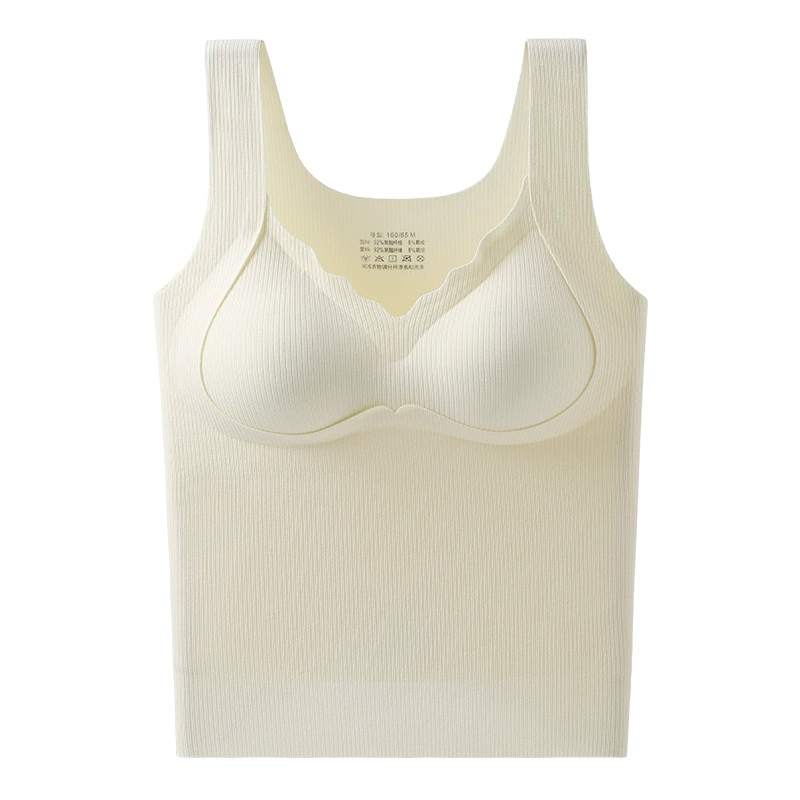 Velvet keep warm tank top, demi-season thermal underwear, top with cups, slim fit