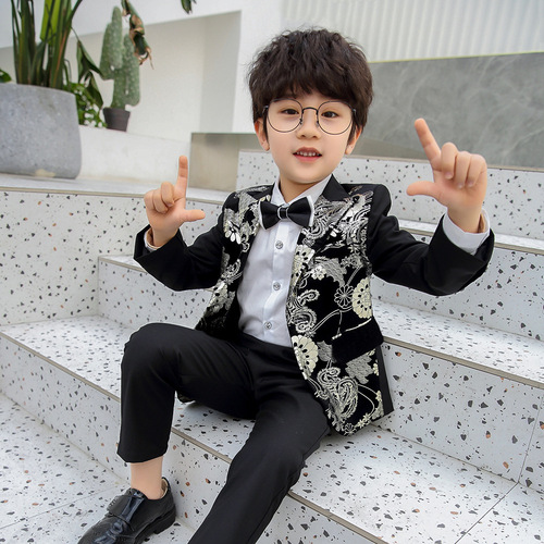 Children's suit suit, flower girl dress, piano performance suit, performance suit, new host, child catwalk, handsome and trendy